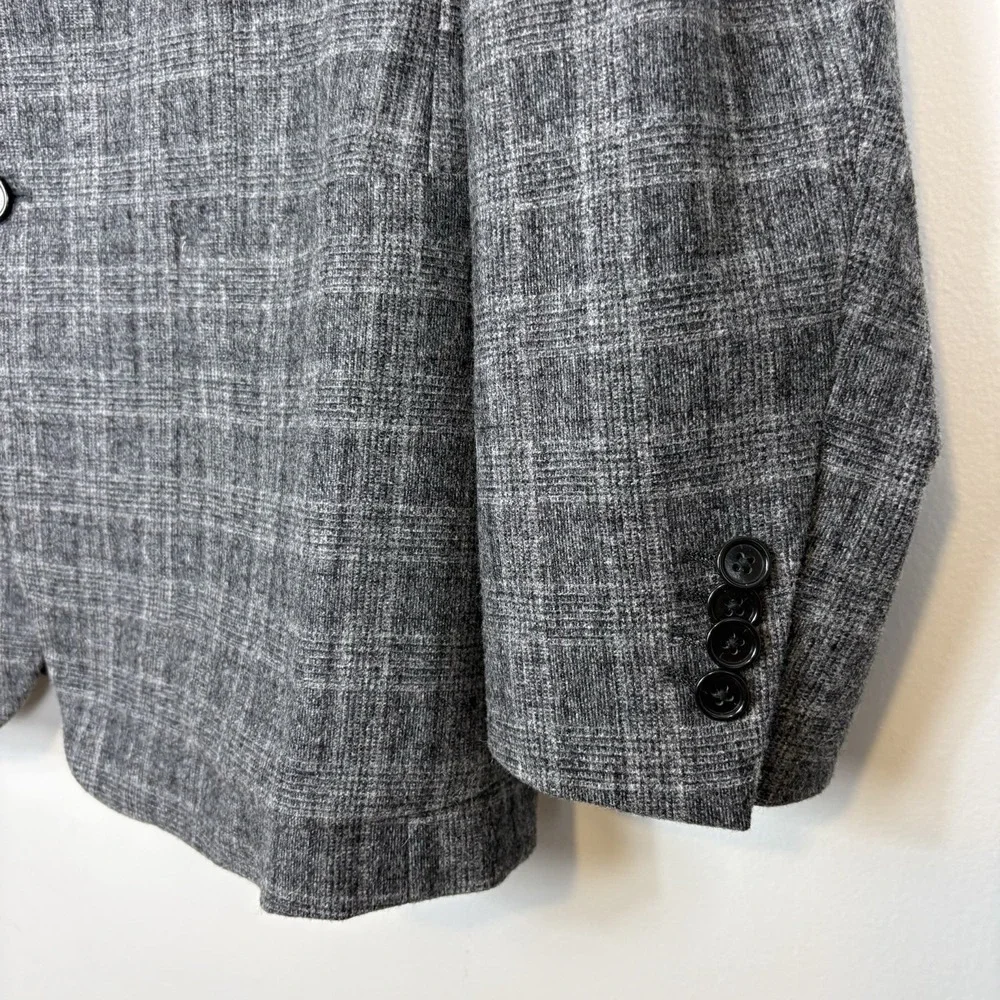 Banana Republic Men's Plaid Sport Coat Wool Blend Slim Fit Blazer Sz 42R Gray
